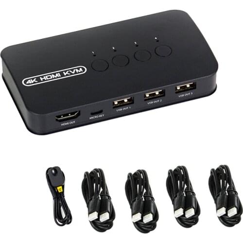 4 Ports HDMI-compatible KVM Switch with Extender 1080P Share 4xUSB Disk Monitor Printer Keyboard Mouse for 4 computers