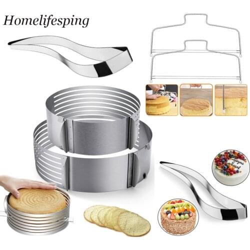 6 Layers Adjustable Cake Cutter Slicer Stainless Steel Round Bread Cake Cutter Slicer Mousse Ring Mould Cake Decorating Tools