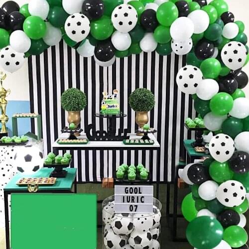 87pcs Soccer Party Balloon Garland Kit 12inch Football Printed Balloons with 16ft Srip for Football Party Decoration Air Globos