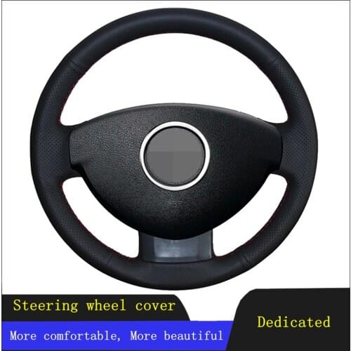DIY Car Accessories Steering Wheel Cover Black Hand-stitched non-slip Genuine Leather For Renault Duster Dacia Duster 2011-2015
