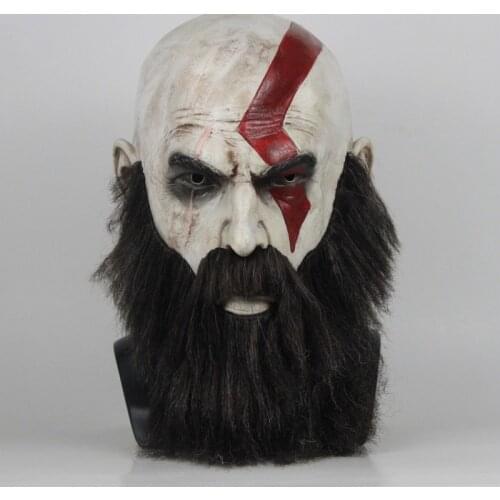 God of War 4 Kratos Cosplay Latex Masks Halloween Wig Beard Props God of War 4 Kratos Simulation Mask God of War 4 Kratos Mask
