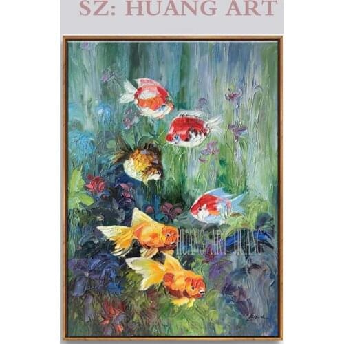 Large Canvas painting wall Art Cheap Animal Fish Hand painted Abstract Lovely fish Oil Painting Modern Living Room Wall Decor Pi