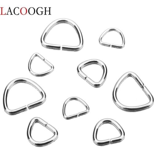 100pcs/lot 9.5 11 15mm Stainless Steel D-shape Clasp Split Rings Connectors DIY Jewelry Making Findings High Quality Accessories