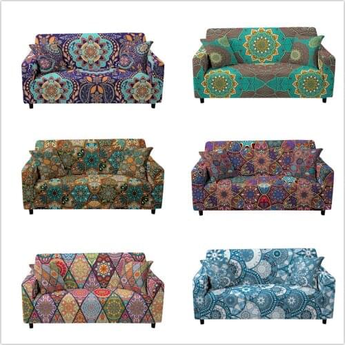 Bohemia Stretch Sofa Cover Mandala Plaid Sofa Covers For Living Room Elastic Couch Chair Cover Silpcover Armchair Protector