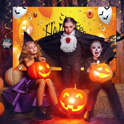 Halloween Atmosphere background Pumpkin Lantern Castle Forest Moon Tombstone Baby Photography Background For Photo Studio