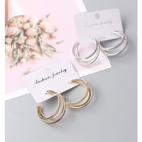 European And American Style Geometric Simple Three-Layer Line Earrings Simple And Versatile Fashion Temperament Earrings 2021