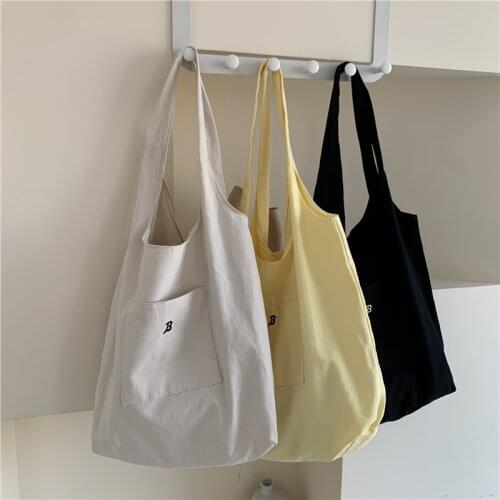 Canvas One-shoulder Bucket Bag Korean Letter Printing Simple Casual Shopping Tote Bag Women