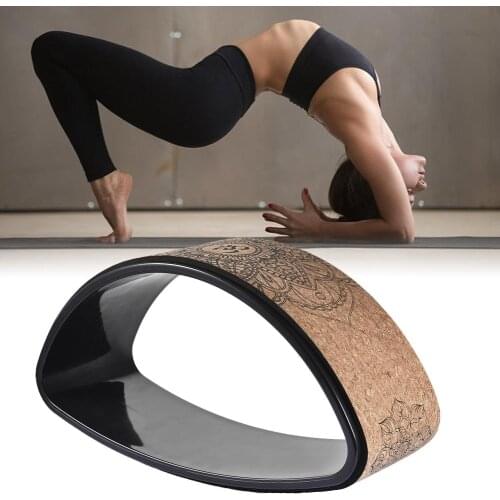 Yoga Wheel Bent Back Stretch Natural Cork Solid Fitness Wheel Pilates Ring Sturdy Wheel Yoga Training Exercise Home Gym Workout