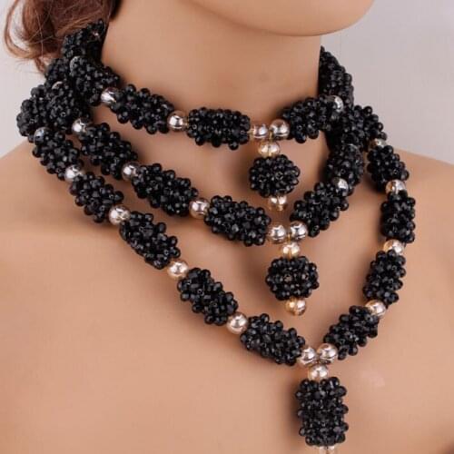 Dudo African Jewelry Sets Black Nigerian Beads Necklace Handmade Balls Wedding bridal Jewelry