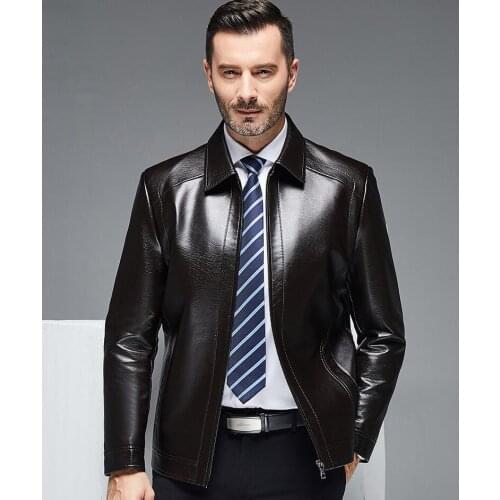 Mens leather jacket Middle-aged slim motorcycle coat men jackets casual clothes jaqueta de couro street fashion autumn winter