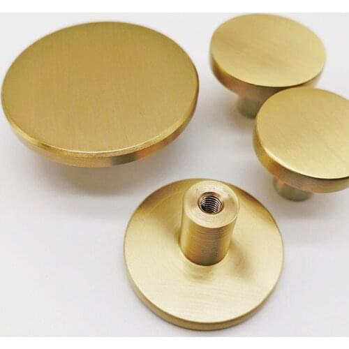6pcs/lot Brass Kitchen Knobs Cabinet Handles Round Handle for Drawer Cupboard Wardrobe Drawer Pulls Furniture Door Hardware