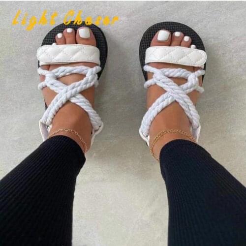 Summer Womens Sandals Fashionable And Comfortable Outdoor Womens Thick-soled Sandals Cross Strap Sandals Womens Large Size 43