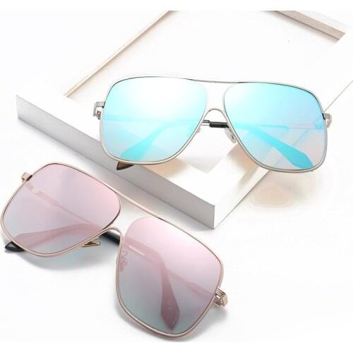 BEYONDSTAR Fashion Blue Mirror Sunglasses Men 2021 New Trendy Square Sunglasses Double Bridge Style Shades UV400 Gafas G17088
