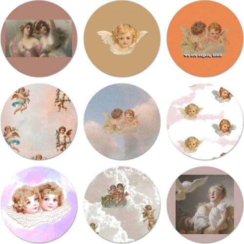 Fashion cute little angel popular aesthetic art Icons Pins Badge Decoration Brooches Metal Badges For Backpack Decoration 58mm