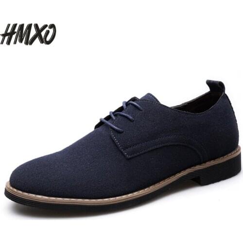 HMXO PU Suede Mens Sneakers British Handsome dress Leather Shoes Retro Casual Business Suede Lace-up Mens Casual Leather Shoes