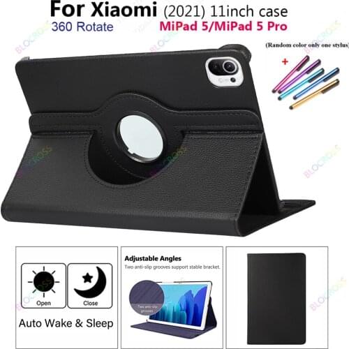 New Case for Xiaomi MiPad 5 MI Pad 5 Pro 5G Case 360 Rotation Smart PU Flip Stand Cover for Xiaomi 2021 360 Smart Cover 11 Inch