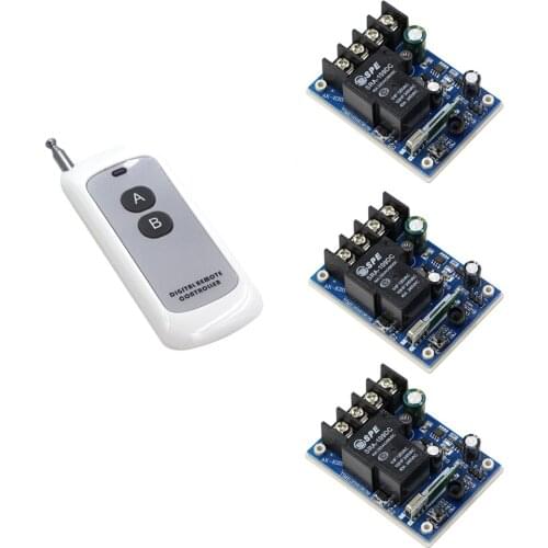 New DC12V-48V 1CH Wireless Power Switch System Teleswitch 3 Receiver & 1Digital Remote Controller Learning Code Toggle Momentary