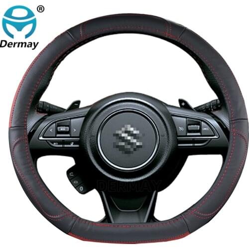 Genuine Leather Car Steering Wheel Cover for Suzuki Swift 2017 2018 2019 2020 2021 Sport Auto Accessories