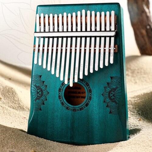 17 Keys Mahogany Kalimba Wooden Thumb Piano with Armrests Portable Finger Piano Musical Instrument for Children Adults Beginner