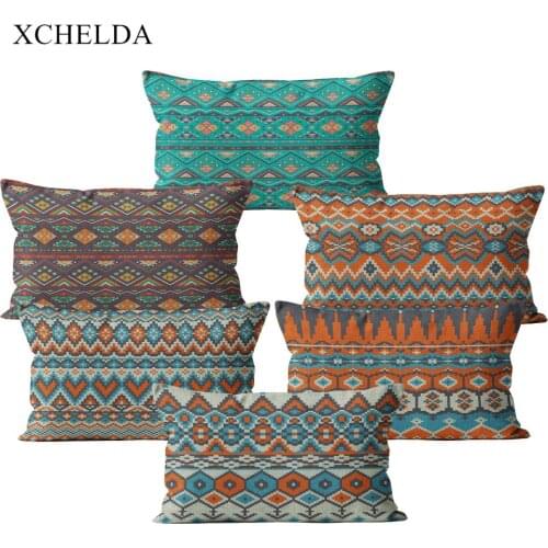 Throw Pillowcase Boho Ethnic Pattern Linen Cushion Cover Bohemian Style Home Living Room Decorative 30*50 Pillow Case