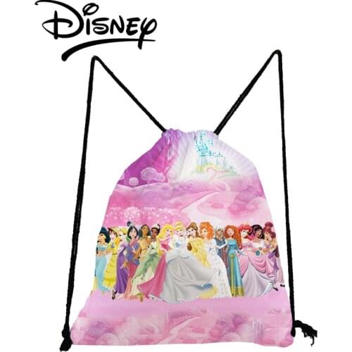 Disney Princess Backpack Casual Cartoon Drawstring Bag Student Pretty Bookbag Gift Storage Bag Cute Girl Soft Back Bag Wholesale
