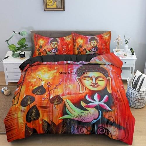 India Buddha Bedding Set 3D Digital Printed Single Double Queen Size Down Quilt Cover Pillowcase 2-3 Pieces Home Textile