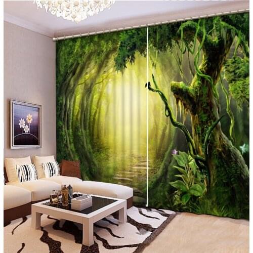 Bamboo door curtains customize 3d curtains Virgin forest landscape kitchen bedroom curtains luxury curtains