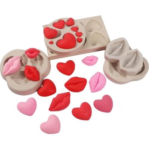 3D Lip Heart Shapes Silicone Mold Sugarcraft Cookie Cupcake Chocolate Mold Baking Dish Fondant Mold Cake Decorating Tools