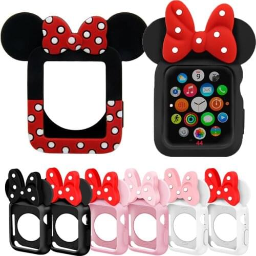 Cartoon Silicone Cover Frame For Apple Watch 38mm 40mm 42mm 44mm Watch Case For Iwatch Series 5 4 3 2 1 TPU Rubber Shell