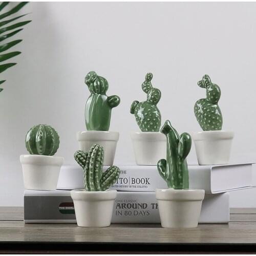 Nordic simple cactus small display artificial plant potted living room ceramic creative ornaments