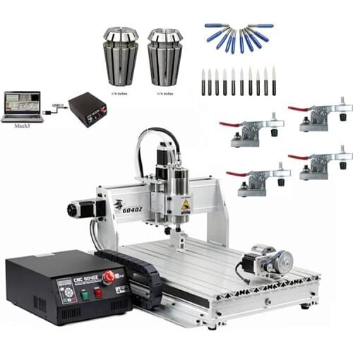 USB CNC Router 6040 1.5KW Water Cooled Spindle 4 Axes CNC Drilling Milling Machine 4 Axis Wood Engraver