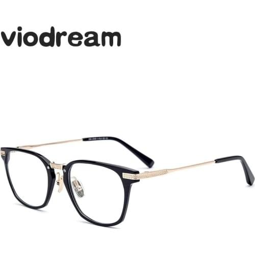 Viodream High grade Pure Titanium Glasses Frame Titanium legs + Acetate front Optical Glasses Oculos De Grau Spectacle Frames 68