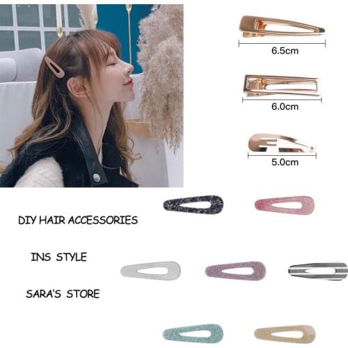 Xugar 5Pcs Alligator Clip Geometric Shape Glitter Plastic Eye-catching Duckbill Pin Hair Accessories Hairpin DIY Clips Materials