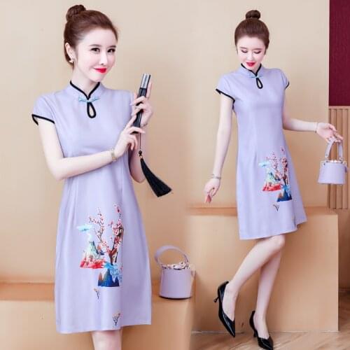 Women Vintage cheongsam summer dress plus size M-4XL XXL XXXL 3XL XXXXL cute Chinese party Casual sexy dresses clothes for woman