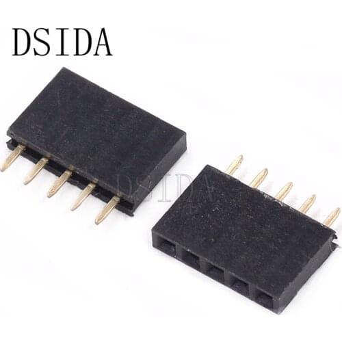 10PCS Female Pin Header Strip 5 Pin Pitch 2.54 mm Single Row Female Pin Header 1x5 1*5 PCB Connector