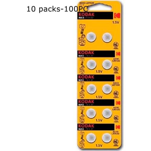 10 packs-100PC KODAK button AG10 10 BLISTER pack