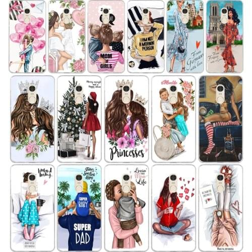 18AA Black Brown Hair Baby Mom Girl Queen Coque 2 gift Soft Silicone Tpu Cover phone Case for Xiaomi Redmi 4A 4x Note 4 4x case