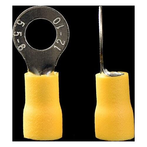 25pcs pre-insulated terminal cold-pressed terminal block O-shaped round copper nose yellow