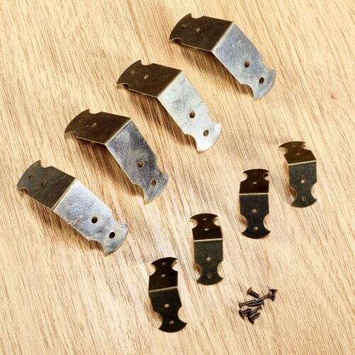 4Pcs Antique Bronze Decorative Corner Brackets Furniture Desk Jewelry Gift Box Wooden Case Feet Leg Corner Protector Edge Cover