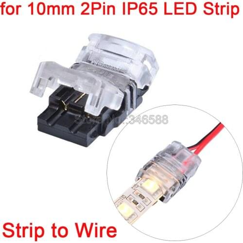 5pcs 2Pins LED Strip to Wire Connector for 10mm Single Color IP65 Waterproof SMD 5050 5630 LED Tape Light Connection Conductor