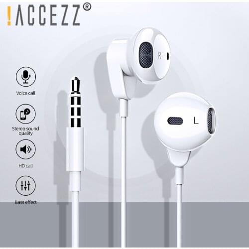!ACCEZZ Stereo Sound 3.5mm Jack In-ear Earphone For iPhone 6 6S SE 5s Samsung Huawei PC Wired Control Headset With Mic Earphones