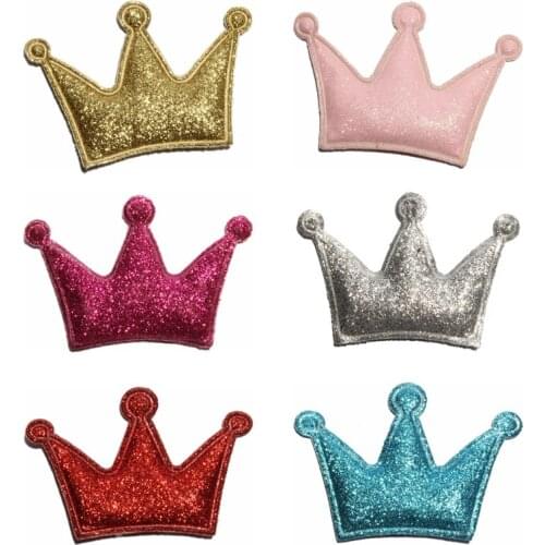 120PCS 6color Newborn Vintage Crown Appliques for Garments Decoration Fashion Glitter Nonwovens Felt Crown Patches