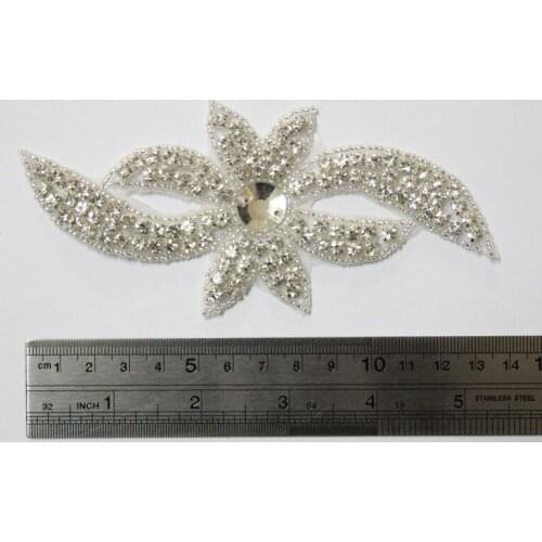 Free Shipping 20 pcs/lot 5.5'' Rhinestone Applique for Wedding Gown Bridal Sash Evening Wear Rhinestone Patch LSAP0905