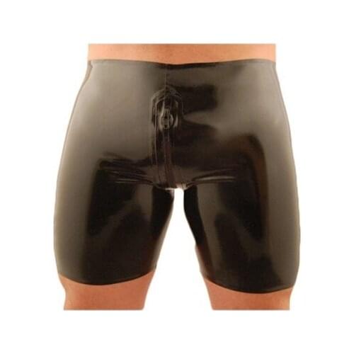 Free shipping !! Rubber trousers latex shorts for men with 2 way zippers half length pants