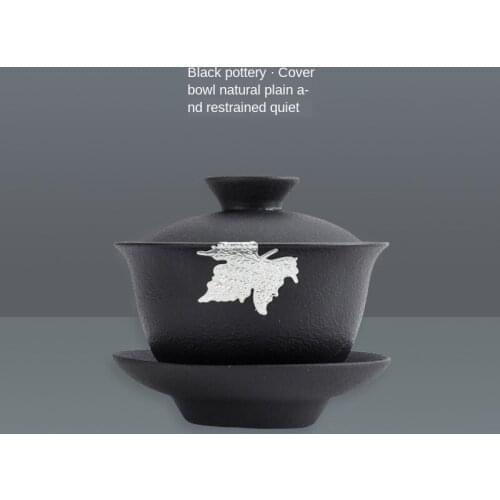 Black Pottery Tea Tureen Stoneware Household Japanese Style Retro Zen Style Tureen Bowl Sopera De CeramicaGaiwan Gift for Friend