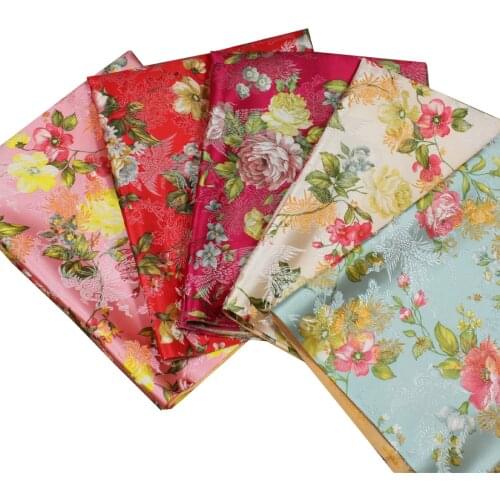 50cm*75cm Brocade Jacquard Satin Flower Charmeuse Fabric For DIY Sewing Dress Kimono Cheongsam Pajamas Doll Cloth