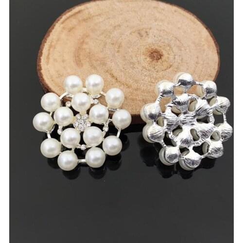 2016New 100Pcs Flower Rhinestones Pearl Button for Wedding and Children Headband Kids Hair Accessories HZ76