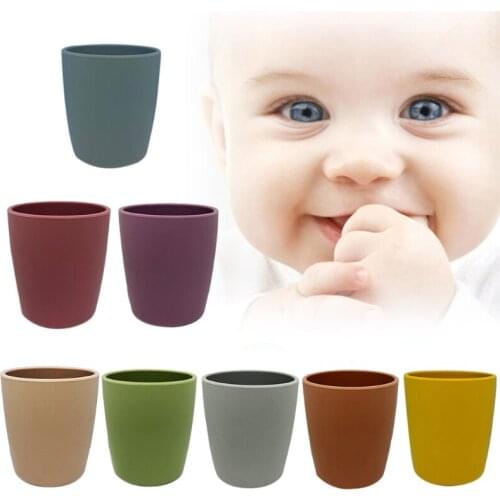 Baby Learning Drinking Cup BPA-free Heat-Resistant Silicone Water Mug Infant Feeding Drinkware 69HE