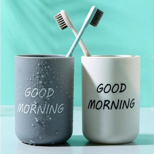 Nordic Style Travel Water Cups Portable Toothbrush Holder Bathroom Plastic Washing Cup Good Morning Cup Organizer Cup
