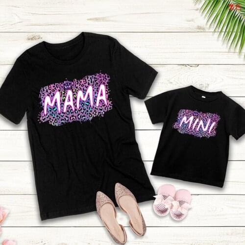 Mama Colorful Lettter Print T Shirt for Women Girls Lovely Family Matching Clothes Mother and Daughter Outfits Tshirt Harajuku